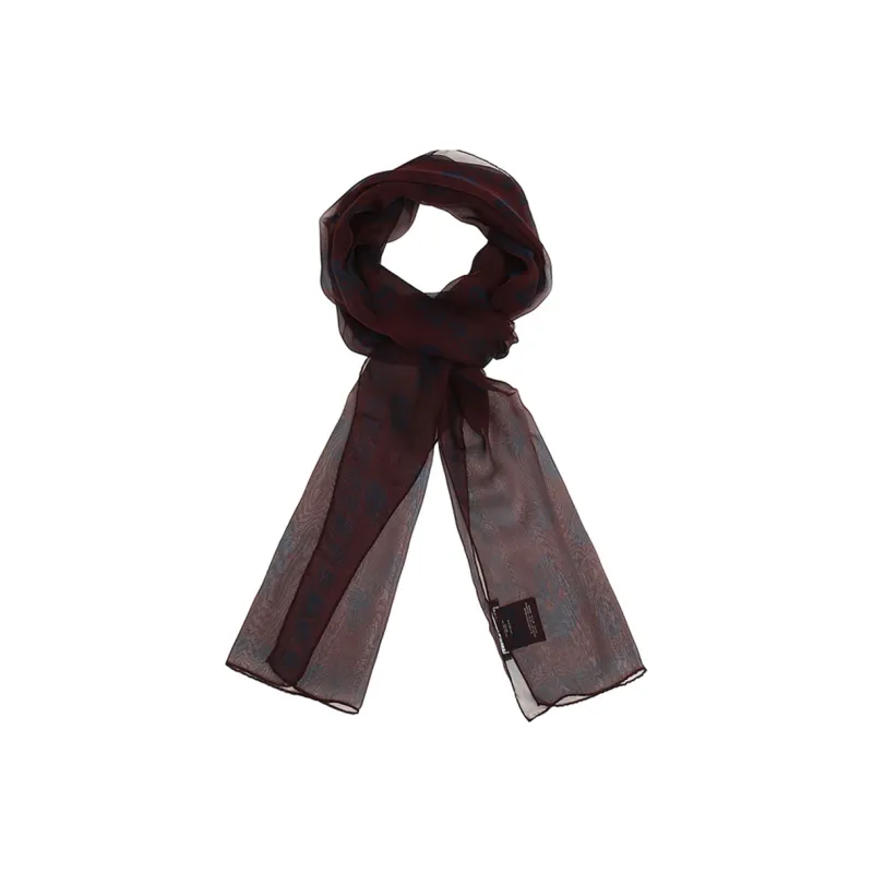 Alexander McQueen Silk Scarves Unisex Dark Red With Blue Base-1