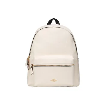 COACH Charlie Leather Backpack Large Size Women's White