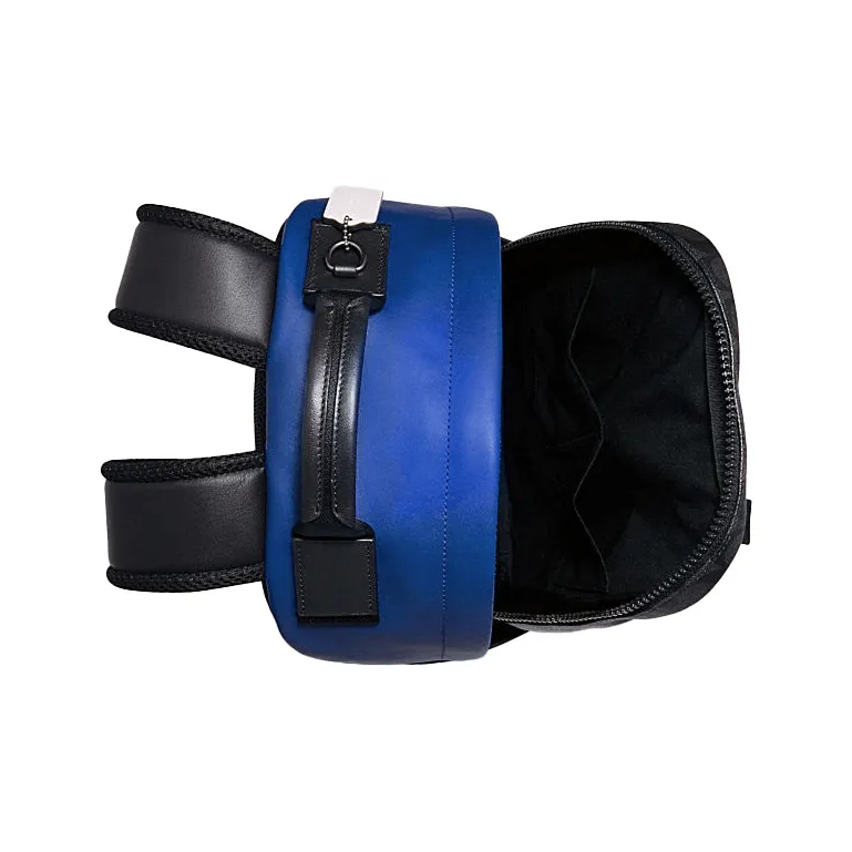 COACH Edge Canvas With Leather Backpack Large Size Men's Black & Blue-2
