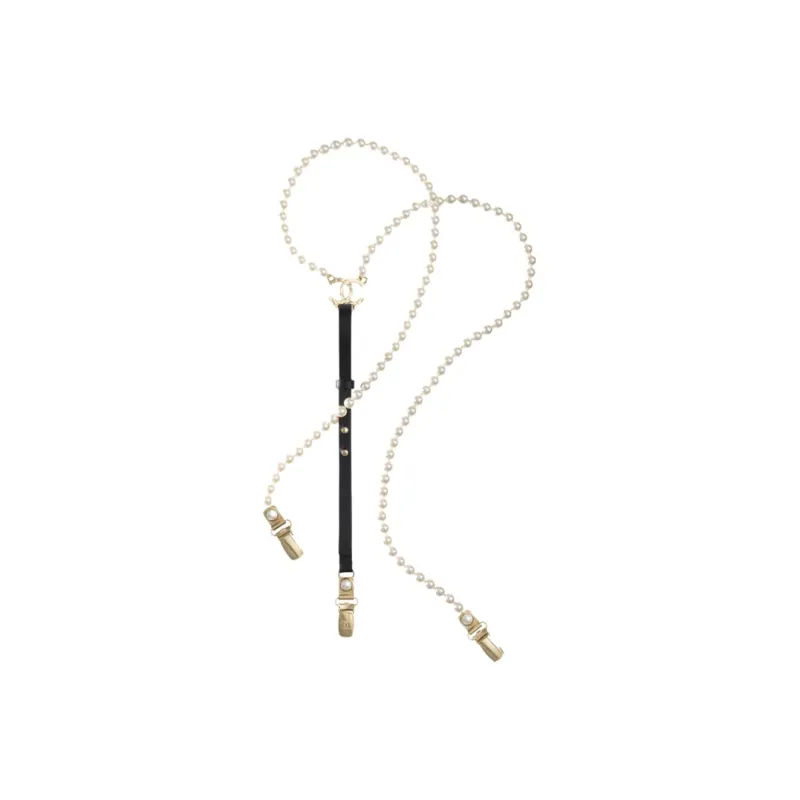 CHANEL Calfskin Metal Glass Suspender Unisex Black-0