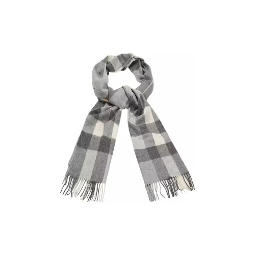 Burberry Knit Scarves Unisex Light Gravel Gray Plaid Pattern