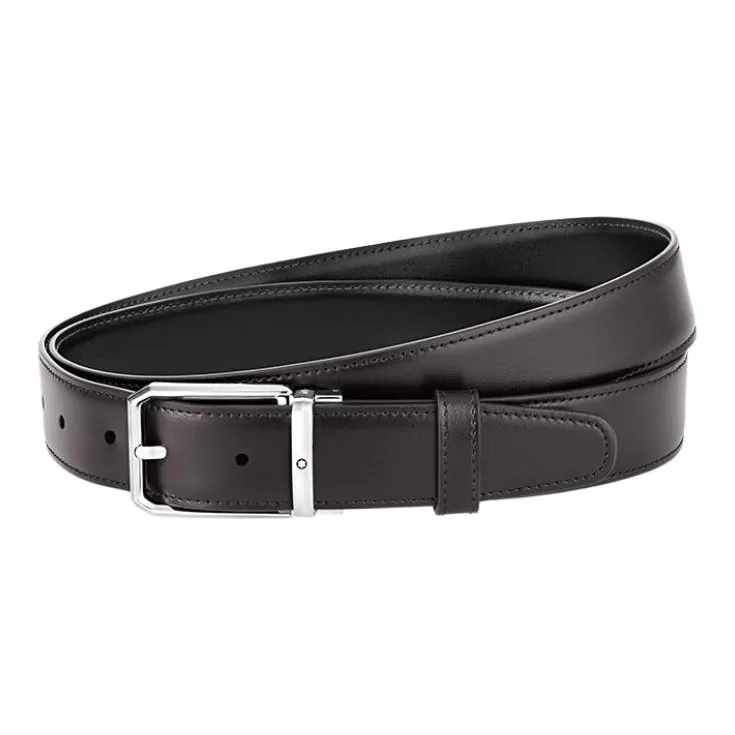 MONTBLANC Cow Leather Belts Men's Black/Burgundy Width 3.2cm-0