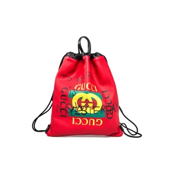 GUCCI Leather Backpack Unisex Red