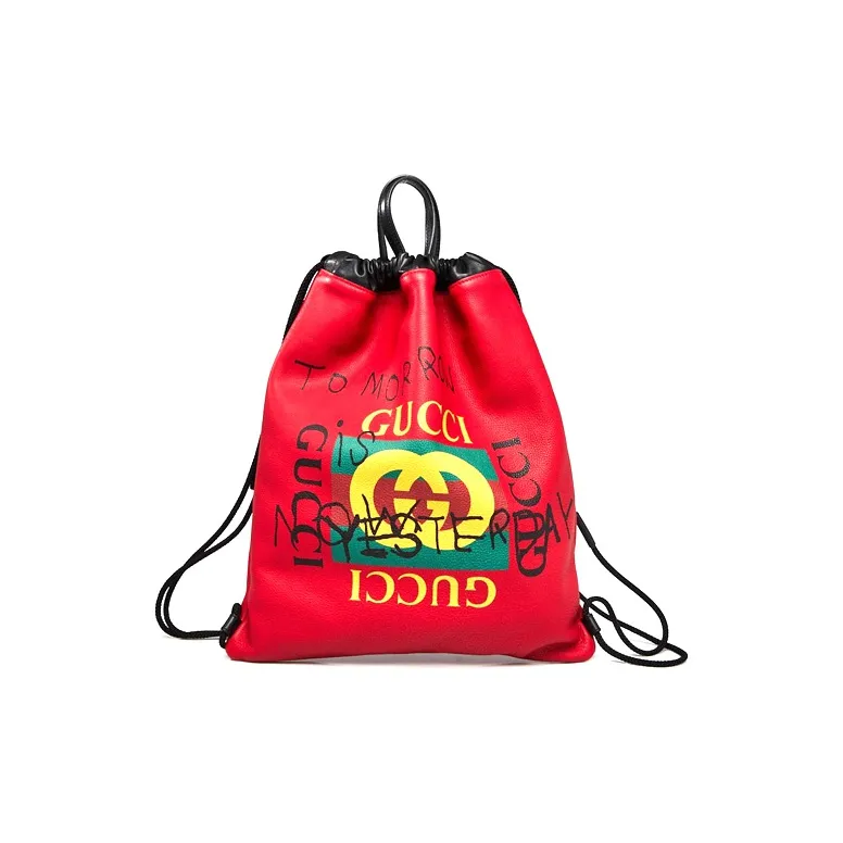 GUCCI Leather Backpack Unisex Red-0