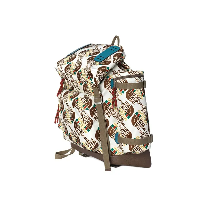 GUCCI The North Face Collaboration Nylon With Leather Double Pocket Backpack Unisex White-12