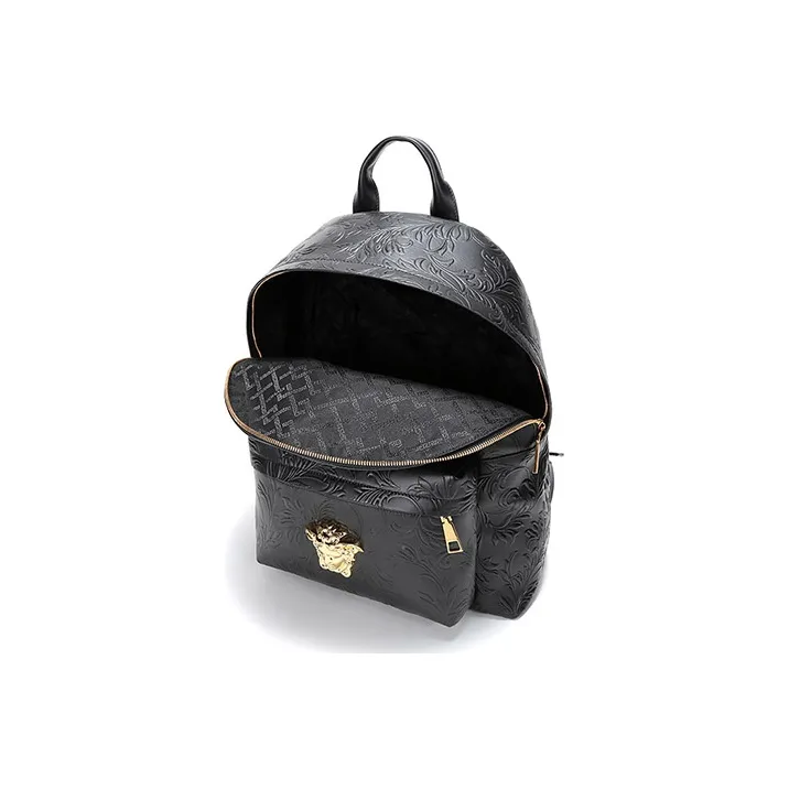 VERSACE Fabric Backpack Men's Black-5