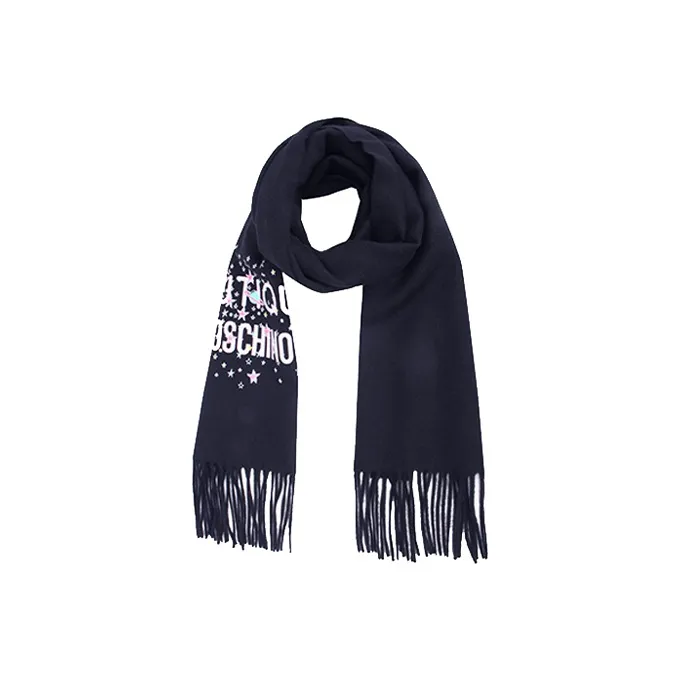 MOSCHINO Knit Scarves Women's Navy Blue-1
