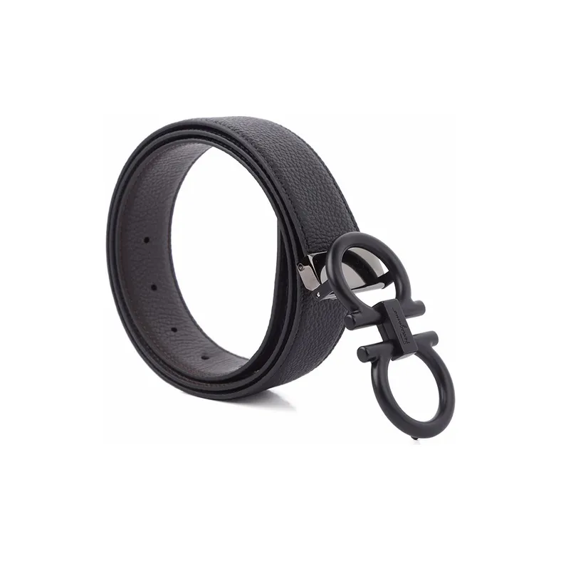 FERRAGAMO Cow Leather Leather Belts Men's Marine Blue Width: 3.5cm-2