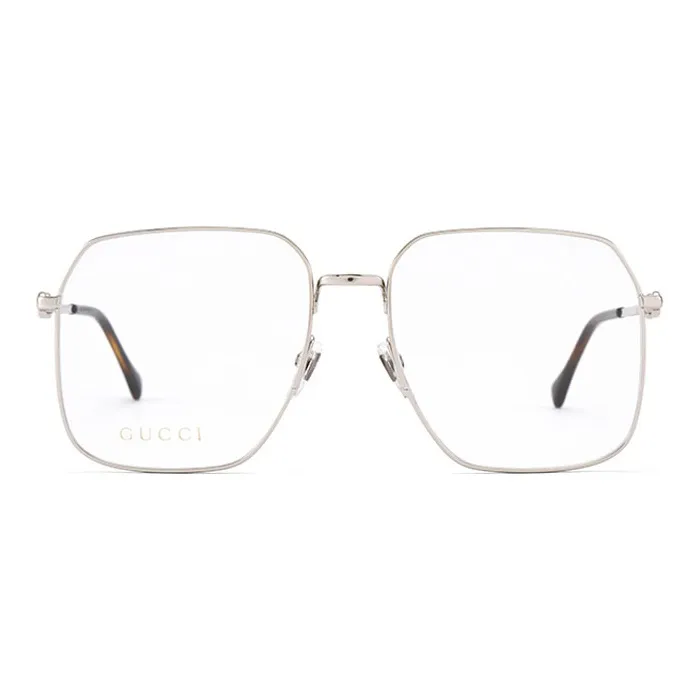 GUCCI Alloy Square Eyeglass Frames Unisex Silver-1