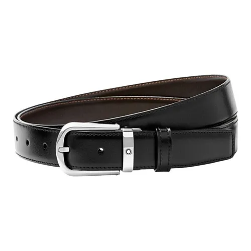 MONTBLANC Cow Leather Belts Men's Black Width 3CM