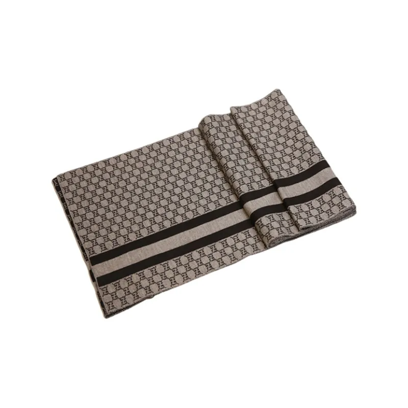 GUCCI Wool Knit Scarves Unisex Brown-2