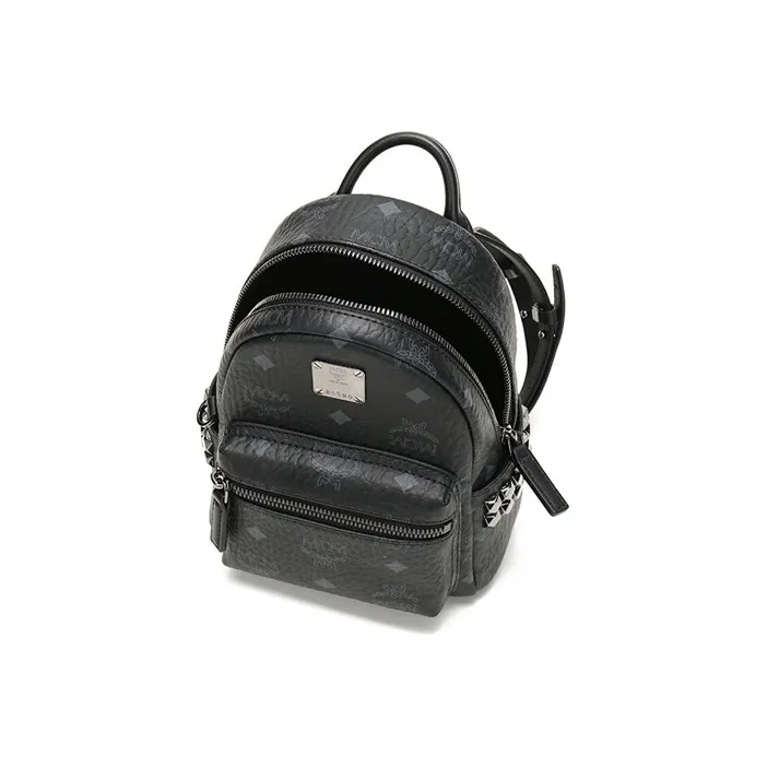 MCM Stark Visetos Polyester Backpack Extra Mini Unisex Black-4