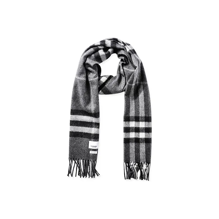 Burberry Knit Scarves Unisex Black Gray Color-0