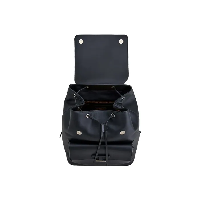 TOD'S Timeless Cow Leather Backpack Medium Size Men's Black-4