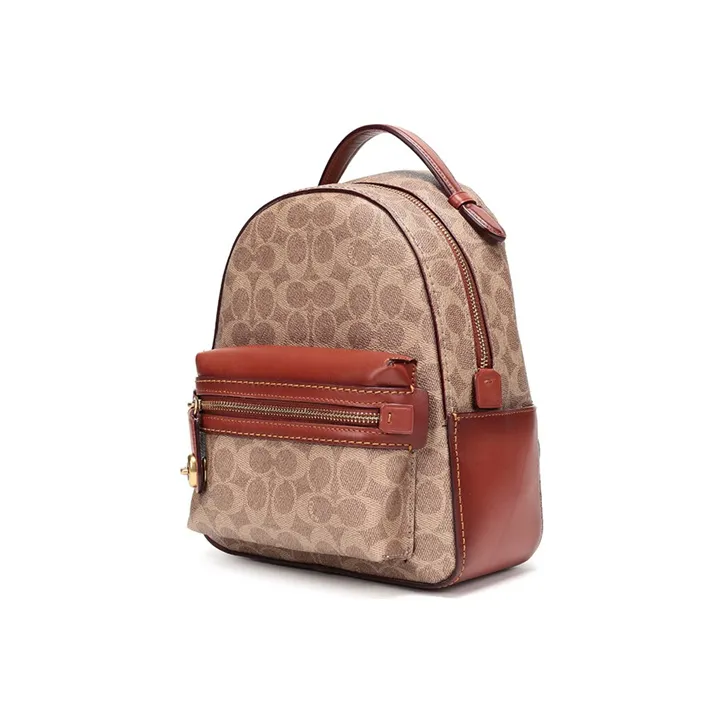 COACH Campus Canvas With Leather Backpack Small Size Women's Red Brown-1