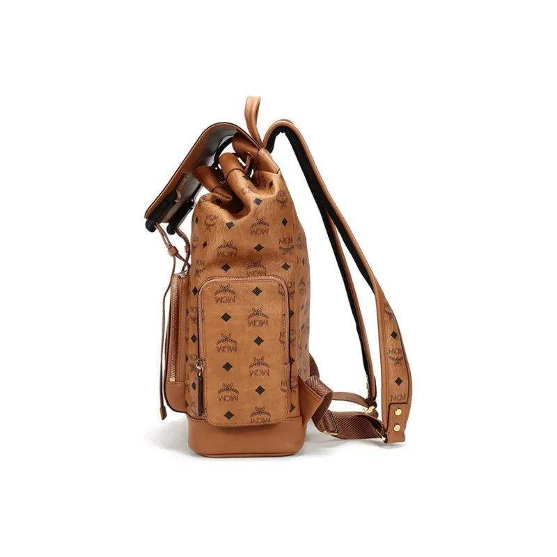 MCM Artificial Leather Backpack Medium Size Unisex Brown Cognac-2
