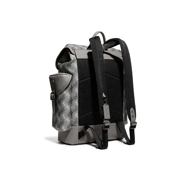 COACH Hitch Canvas Leather Backpack Large Size Men's Black & Gray-1