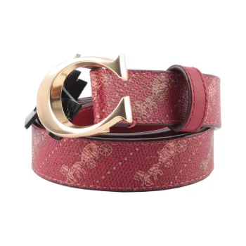 COACH Leather Belts Women's Brown Red Width 2.5cm