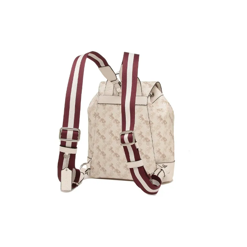 COACH Grained Leather Bucket Backpack Medium Size Women's White-3