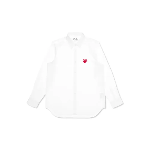 CDG Play Red Emblem Button Up Shirt White