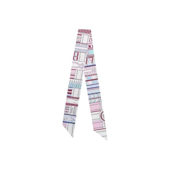 HERMES Silk Scarves Women's Rose Red/Sky Blue/Bordeaux
