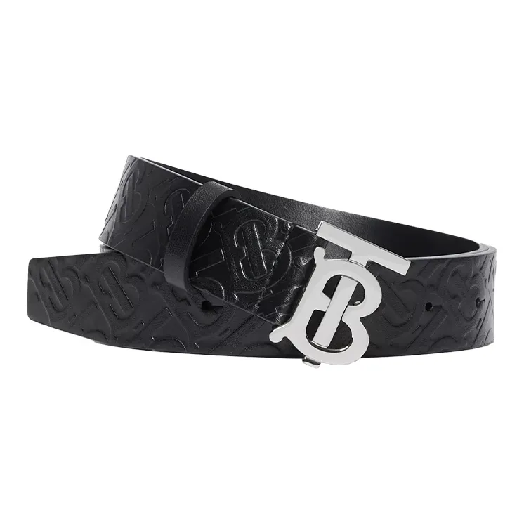 Burberry Monogram Motif Monogram Leather Belt 1.4 Width-0