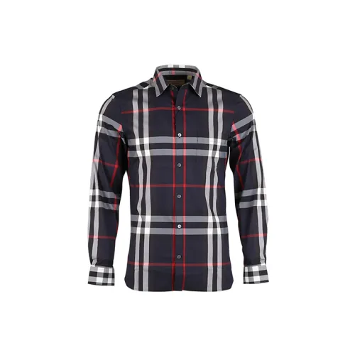 Burberry Shirts Men Navy Blue