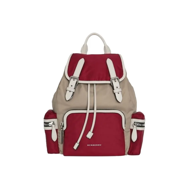 Burberry Polyamide And Leather Backpack Women's Red-0