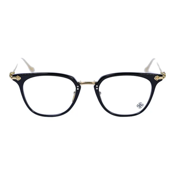 Chrome Hearts Plate And Metal Square Eyeglass Frames Unisex Black Gold-1