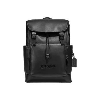 COACH League Cow Leather Travel Bag Backpack Tubas Men's Black