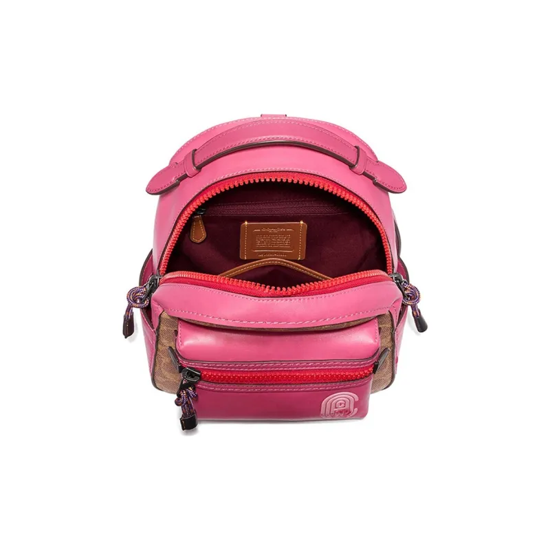 COACH Campus Canvas Backpack Small Size Women's Pink Brown Multicolor-3