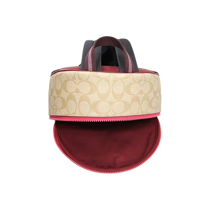 COACH X Guang Yu Charlie PVC Laminated Fabric Lining Backpack Large Size Women's Red & Brown Monogram-5