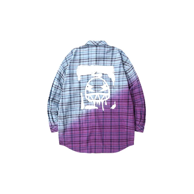 GENANX Shirt Unisex Purple Blue Plaid-1