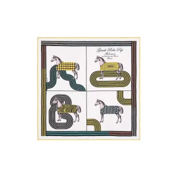 HERMES Pop Style Horse Charm Detail Silk Scarves Women's