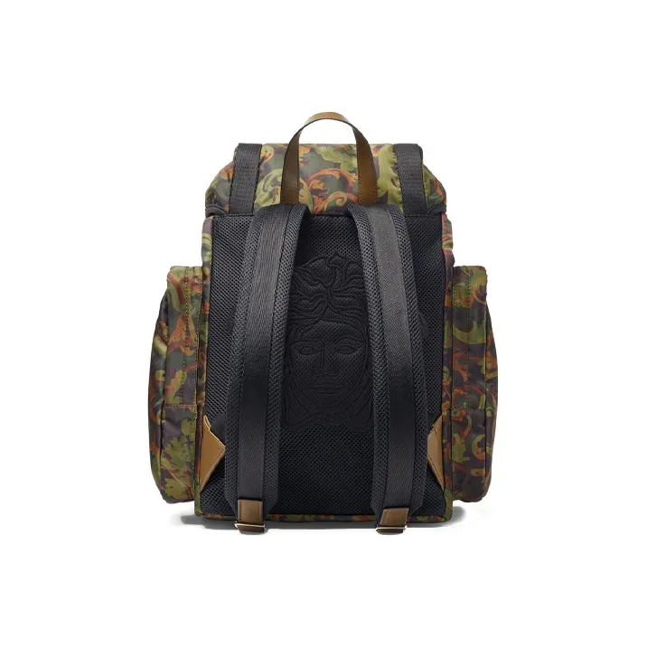VERSACE La Medusa Polyamide Backpack Men's Black & Green-1