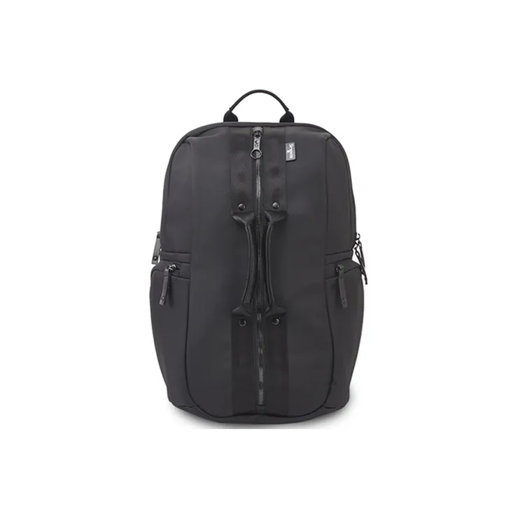 ECHOLAC Microfiber Synthetic Leather Backpack Unisex Black-1