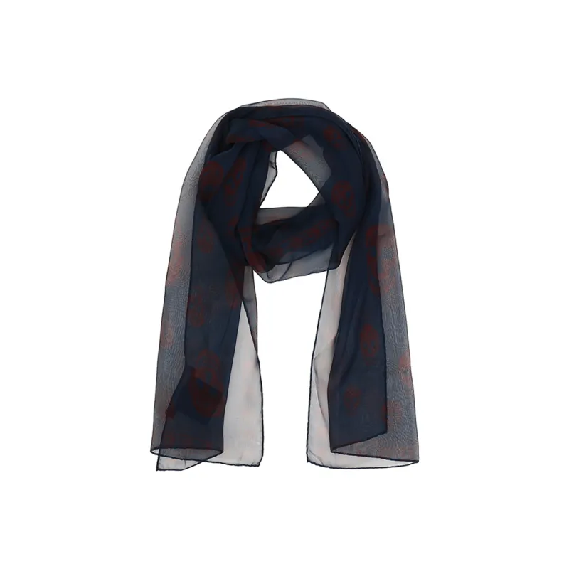 Alexander McQueen Silk Scarves Men Dark Blue Burgundy-1