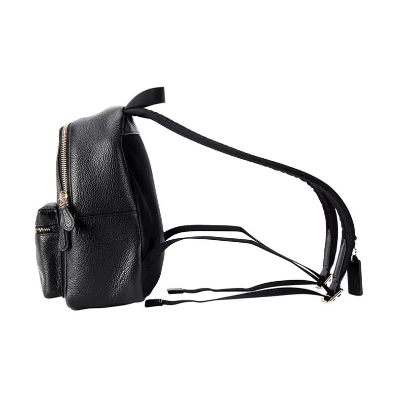 COACH Charlie Litchi Grain Leather Backpack Small Size Women's Black-4