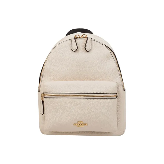COACH Charlie Leather Backpack Mini Women's White-0