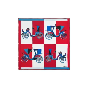 HERMES Silk Scarves Women's Sky Red/Blue/White