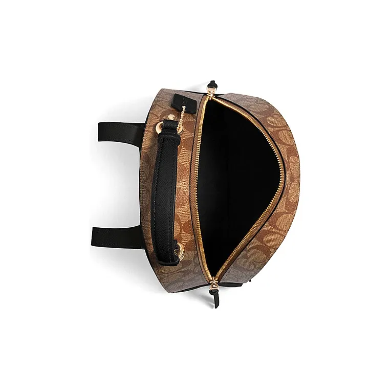 COACH Jordyn Coated Canvas Zip Closure Casual Backpack In Peacock Green Multicolor Large Size Women's Black-1