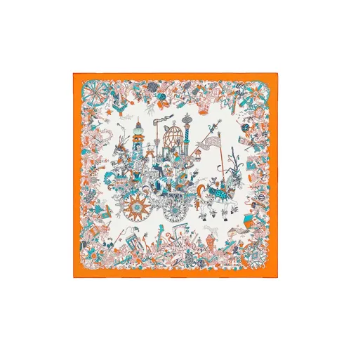 HERMES Silk Scarves Women's Orange