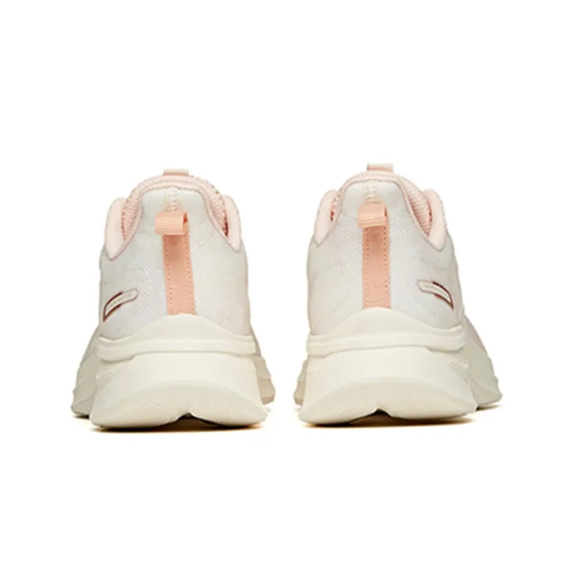 Anta Cushioned Anti-Slip Wear-Resistant Breathable Lightweight Low-Top Running Shoes Women's White Pink-4