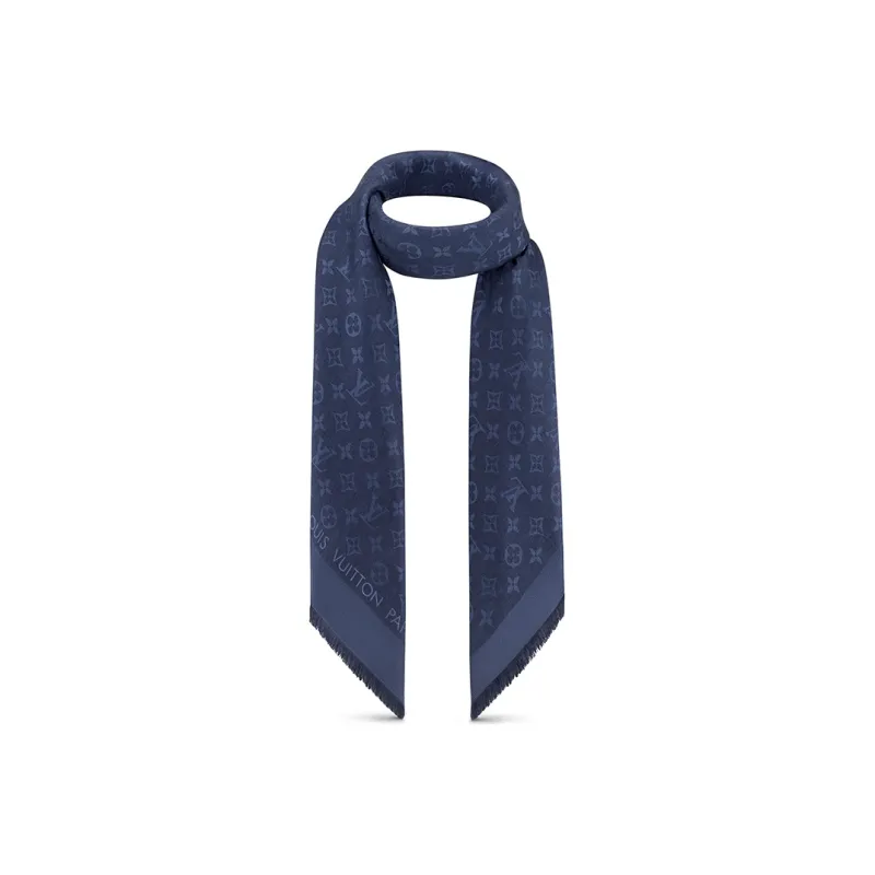 LOUIS VUITTON Monogram Shawls Women's Midnight Blue-1