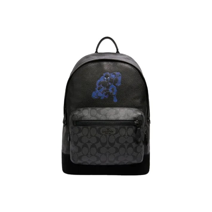 COACH MARVEL Collaboration Leather Backpack Tubas Men's Black-0