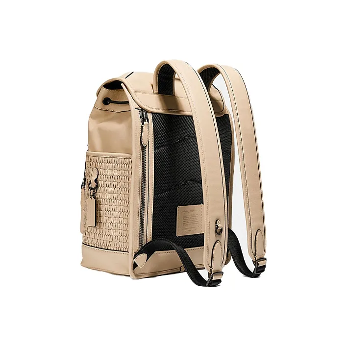 COACH League Cow Leather, Leather Woven Travel Bag Backpack Tubas Men's Beige-1