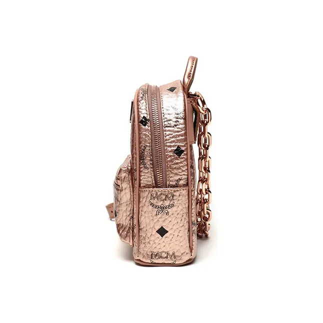 MCM Essential Visetos Origina Canvas Backpack Women's Champagne Gold-2