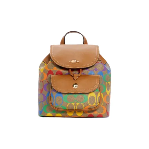 COACH Pennie With Leather Backpack Small Size Women's Print