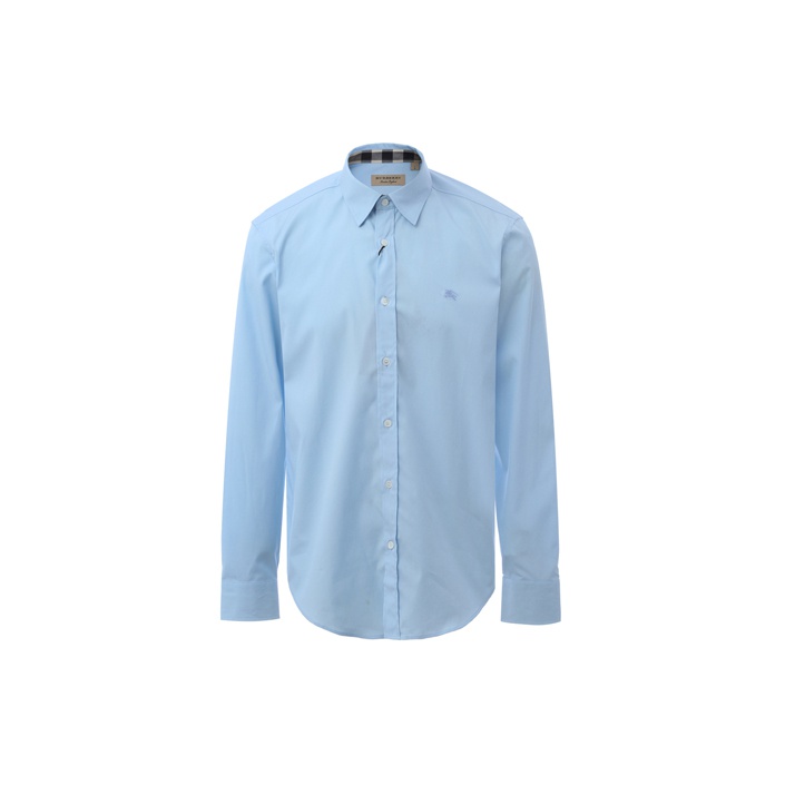 Burberry Mens Cotton Classic Long Sleeves shirt Protein Blue Cheap Rcj Jordan Outlet