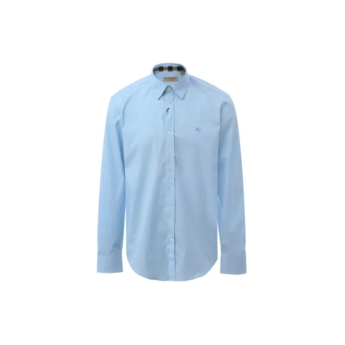 Burberry Mens Cotton Classic Long Sleeves Shirt Blue-1